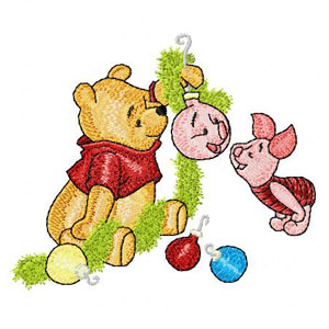 Winnie Pooh and Piglet before Christmas machine embroidery design
